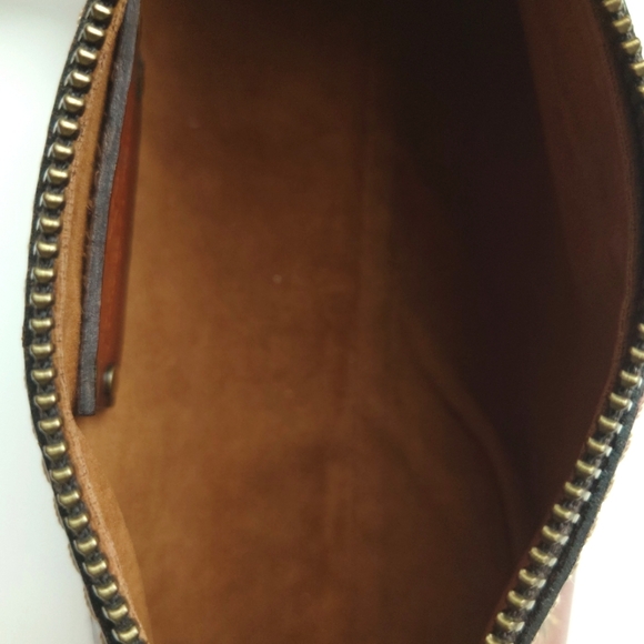 PATRICIA NASH Italian Leather Oblong Wristlet Pouch Makeup Case Floral Brown - Picture 3 of 10